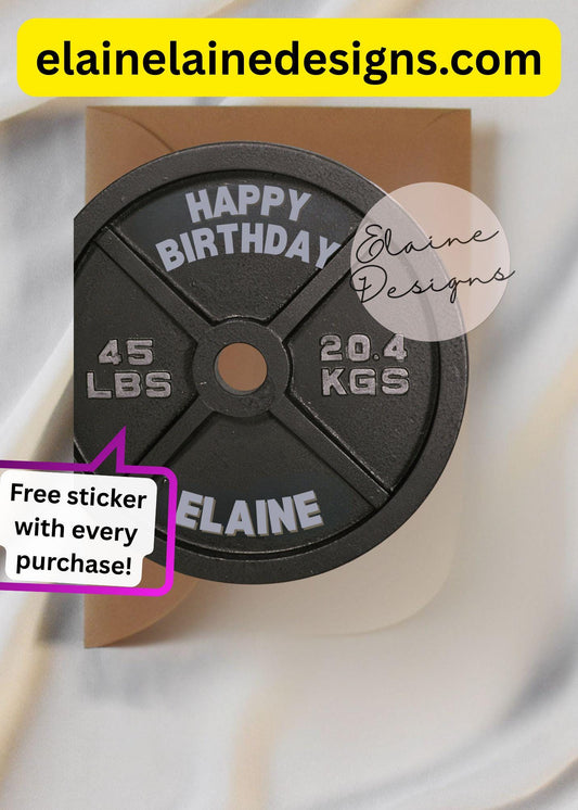 Personalized Barbell Plate Birthday Card | Fitness Birthday Card | HYROX CrossFit Gym Gift, EED-CARDS-40