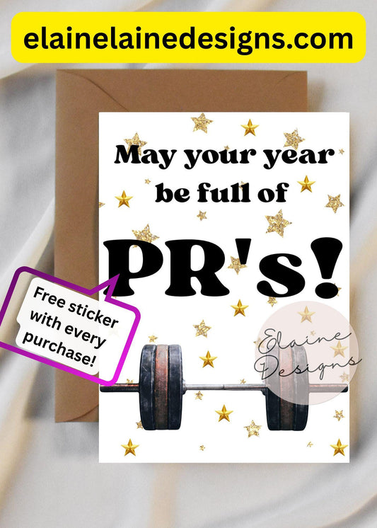 May Your Year Be Full of PRs Card | Fitness Birthday Card | HYROX CrossFit Gym Gift, EED-CARDS-36