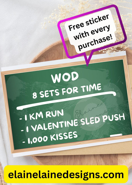 Hyrox Valentine’s Card – 8 Rounds for Time | Funny Fitness WOD Love Card | Free Sticker, EED-CARDS-10
