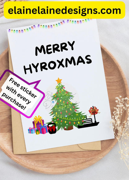 Merry Hyroxmas Card – Funny Fitness Christmas Card | Hyrox &amp; CrossFit Holiday Greeting | Free Sticker, EED-CARDS-15
