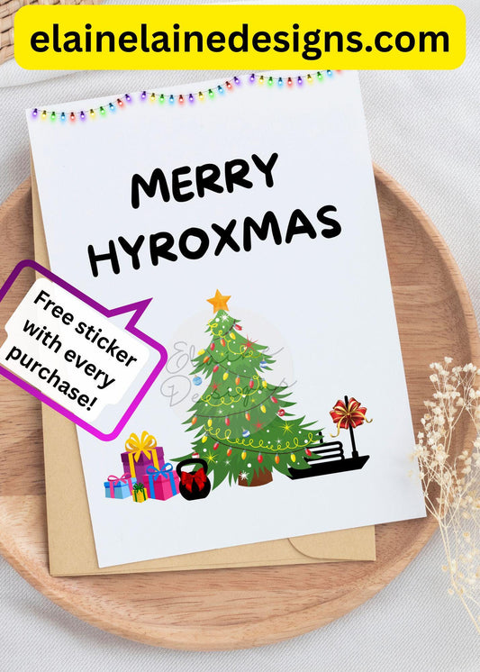Merry Hyroxmas Card – Funny Fitness Christmas Card | Hyrox &amp; CrossFit Holiday Greeting | Free Sticker, EED-CARDS-15