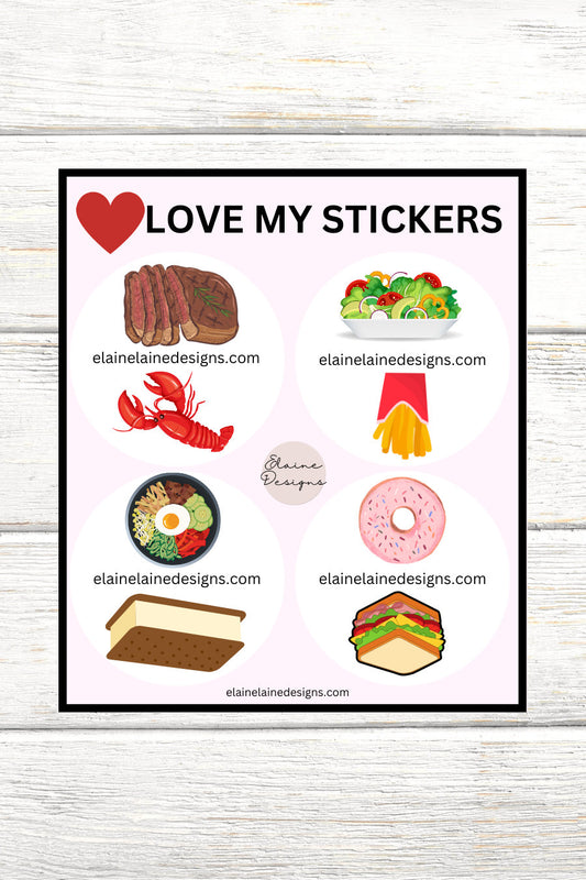 Tennis Spin Stickers – Steak or Lobster, Salad or Fries, Korean Food or Ice Cream Sandwich, Donut or Sandwich, Tennis stickers, EED-SPIN-112