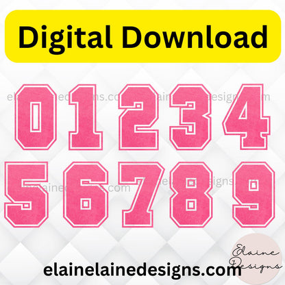 Pink Varsity Jersey Numbers 0-9 | Girl Sports Numbers | Birthdays, Team Jerseys, Parties, DIY Crafts, EED-N-599