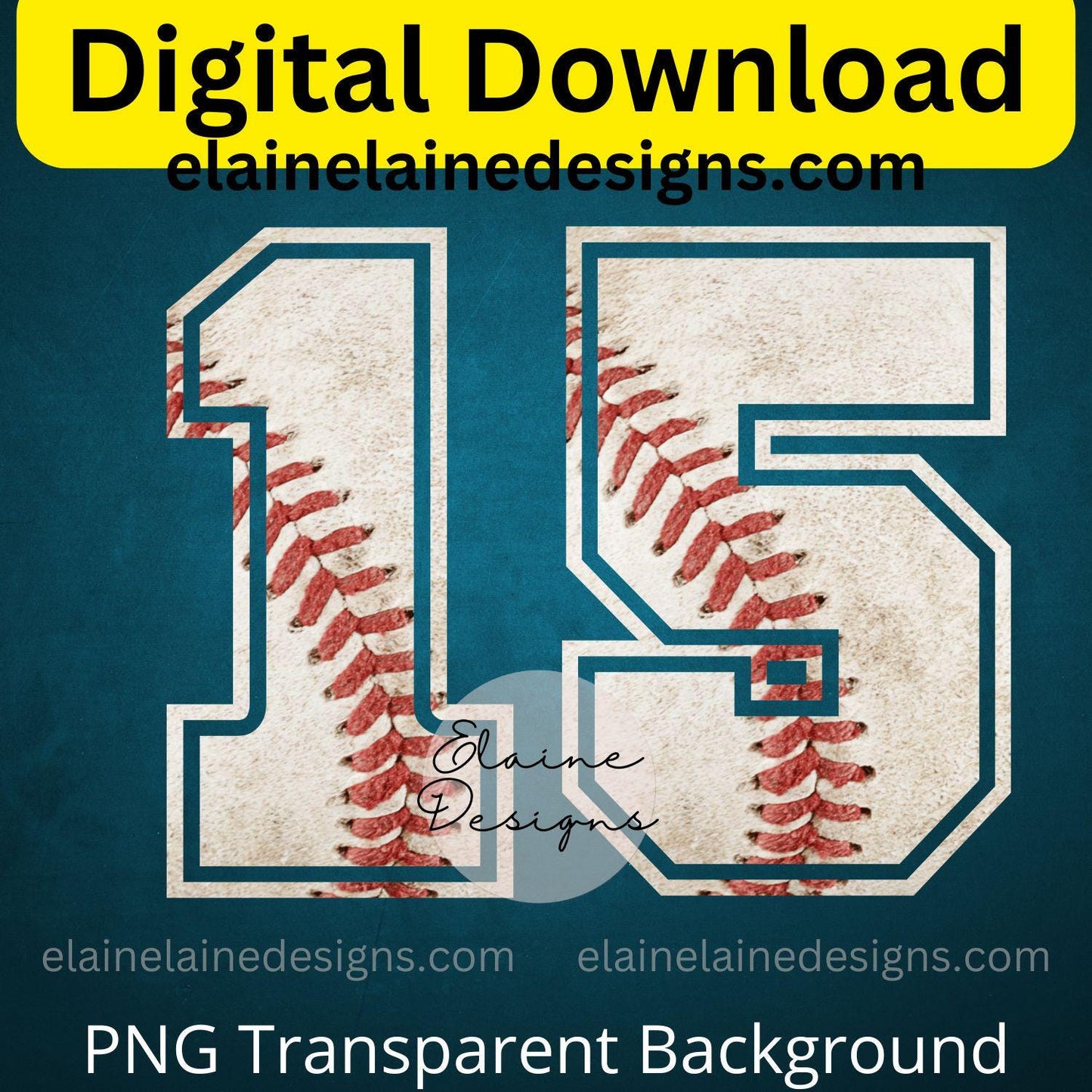 Baseball & Softball Varsity Numbers Clipart – Numbers with Baseball Inside | PNG & JPG, EED-N-594