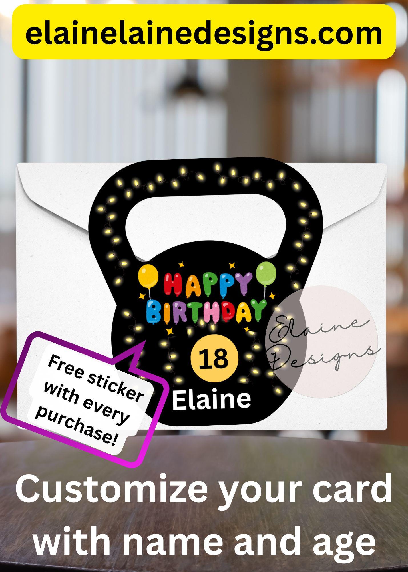 Custom Kettlebell Birthday Card | Personalized Fitness Birthday Card | HYROX CrossFit Gym Gift, EED-CARDS-28
