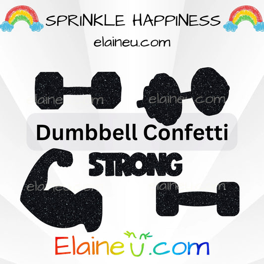 Dumbbell Confetti – Fitness Party Decor with Muscle Flexing and Strong Glitter Shapes, EU-C-40