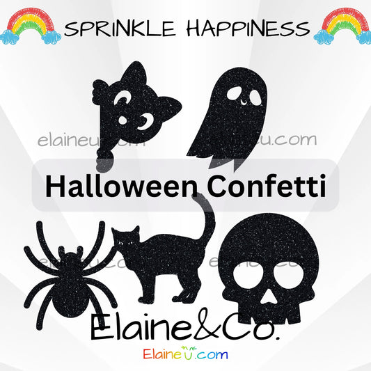 Halloween Confetti – Party Decor with Cat, Ghost, Spider, and Skull Shapes, EU-C-44