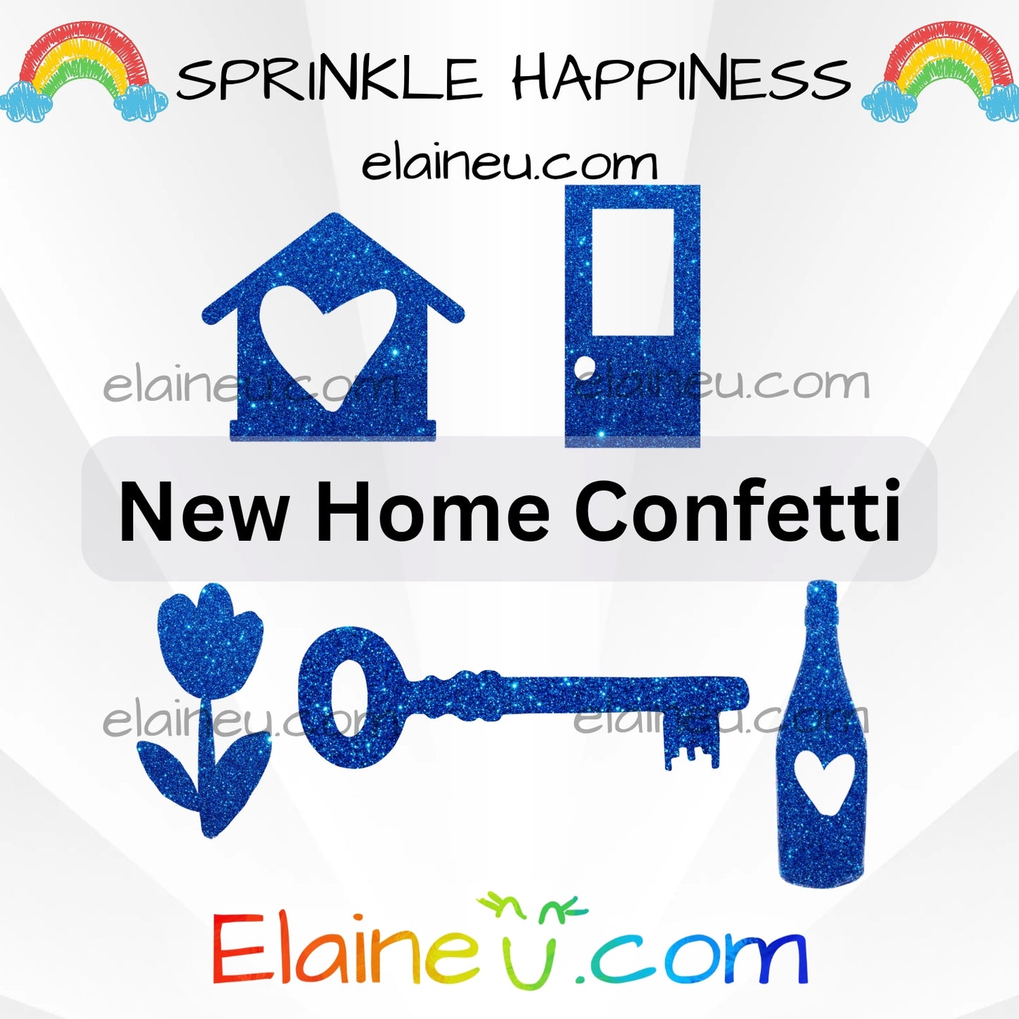 New Home Confetti – Party Decor with Keys, Houses, Doors, Champagne, and Tulips, EU-C-49