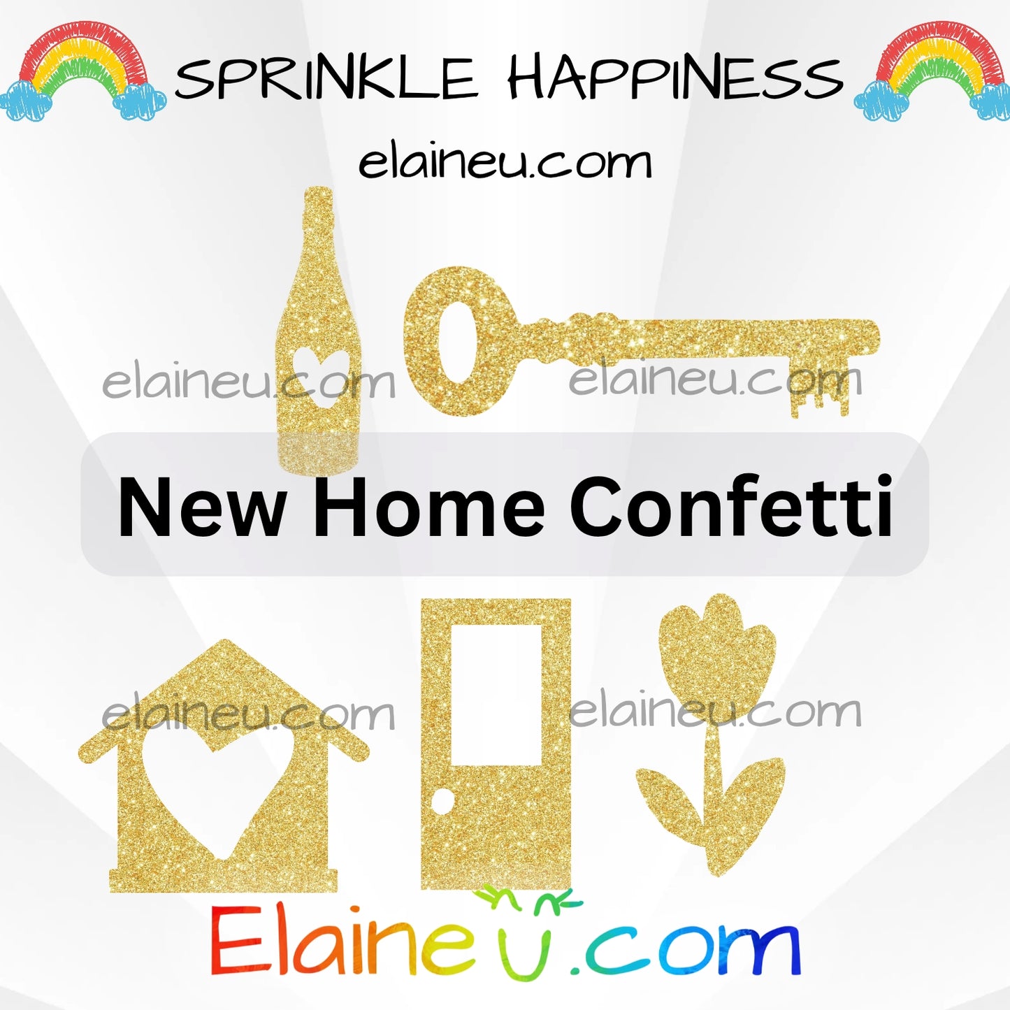 New Home Confetti – Party Decor with Keys, Houses, Doors, Champagne, and Tulips, EU-C-49