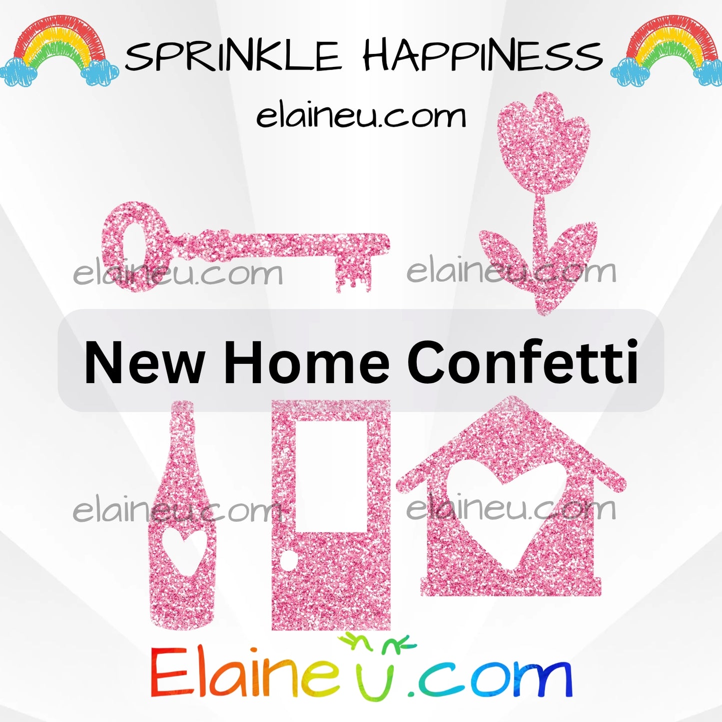 New Home Confetti – Party Decor with Keys, Houses, Doors, Champagne, and Tulips, EU-C-49