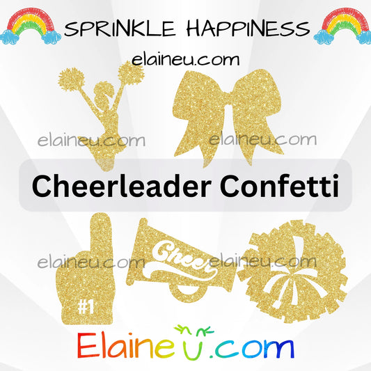 Cheerleader Confetti – Party Decor with Cheerleader, Pompoms, Speaker, #1 Hand, and Bow, EU-C-50