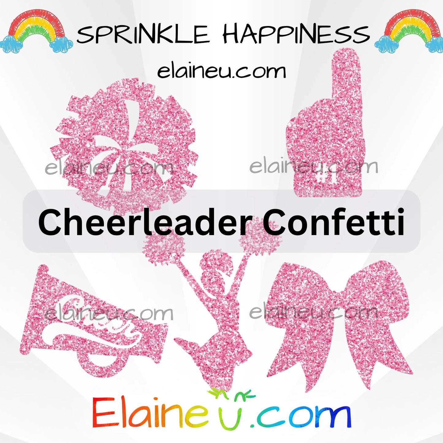 Cheerleader Confetti – Party Decor with Cheerleader, Pompoms, Speaker, #1 Hand, and Bow, EU-C-50
