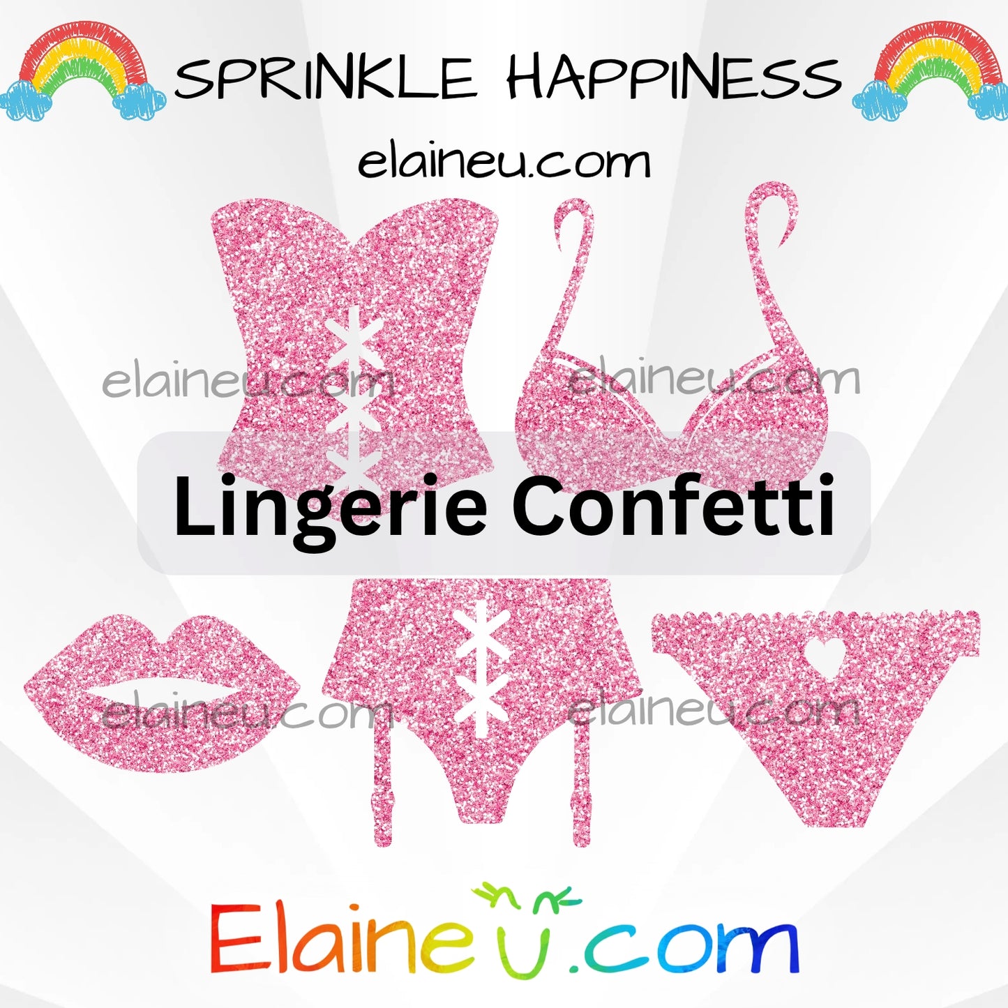 Lingerie Confetti – Party Decor with Bra, Thong, Lips, Corset, and Garter Belt, EU-C-51