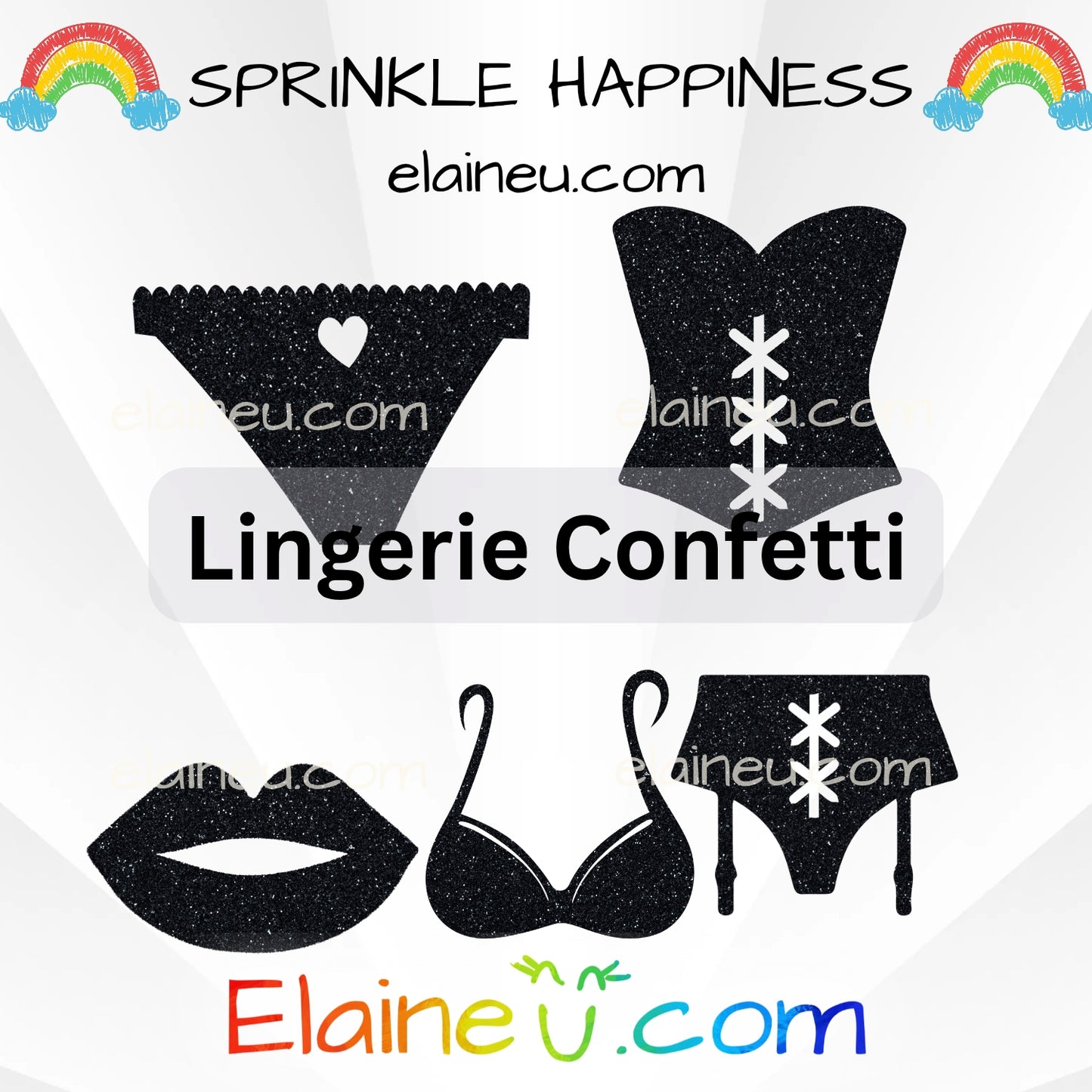 Lingerie Confetti – Party Decor with Bra, Thong, Lips, Corset, and Garter Belt, EU-C-51