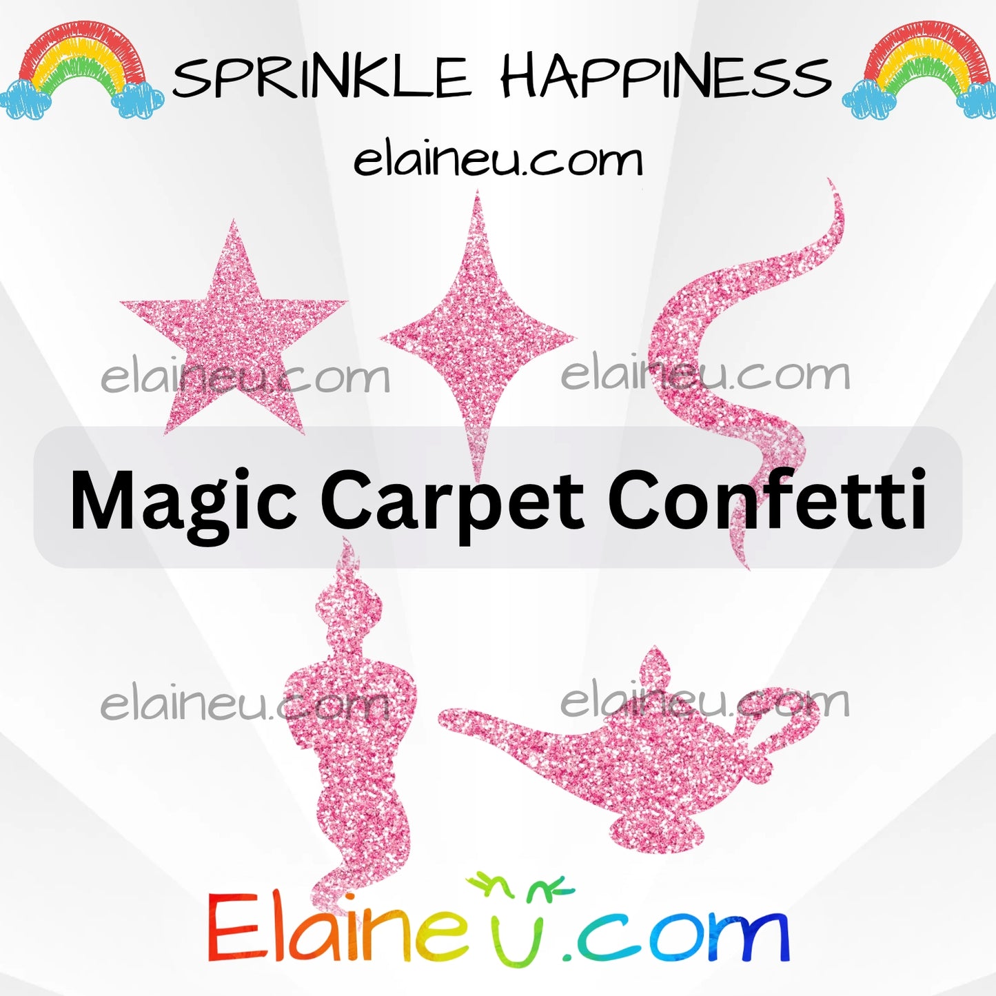 Magic Lamp Confetti – Party Decor with Genie, Lamp, Smoke, Star, and Sparkle, EU-C-57