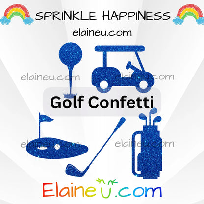 Golf Confetti – Golf Party Table Decor with 5 Shapes: Golf Bag, Club, Flag with Hole & Ball, Golf Cart, and Ball on Tee, EU-C-62