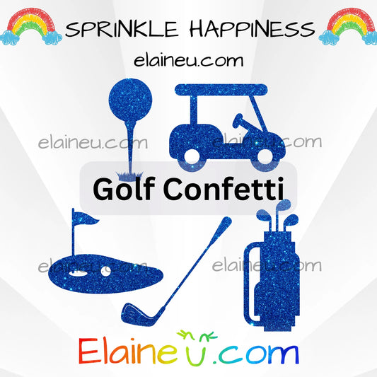 Golf Confetti – Golf Party Table Decor with 5 Shapes: Golf Bag, Club, Flag with Hole & Ball, Golf Cart, and Ball on Tee, EU-C-62