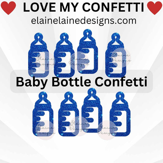 Baby bottle confetti set with 50 cutouts in your chosen size and color. Made from premium glitter cardstock, perfect for baby showers, gender reveals, sprinkles, birthdays, scrapbooking, and DIY projects. Use as table scatter, invitation fillers, or party décor. Sizes shown in images are not to scale – please refer to selected options.