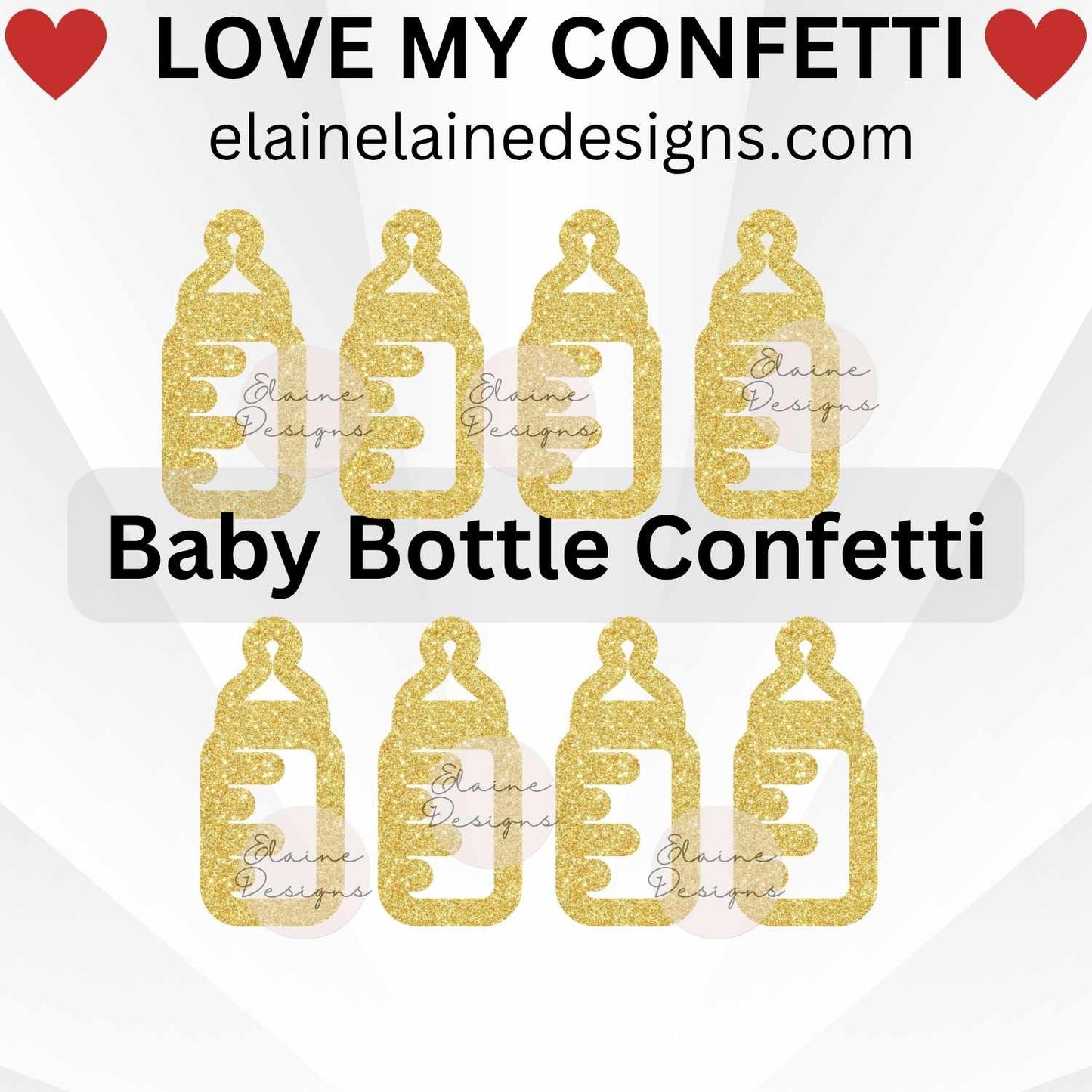 Baby bottle confetti set with 50 cutouts in your chosen size and color. Made from premium glitter cardstock, perfect for baby showers, gender reveals, sprinkles, birthdays, scrapbooking, and DIY projects. Use as table scatter, invitation fillers, or party décor. Sizes shown in images are not to scale – please refer to selected options.