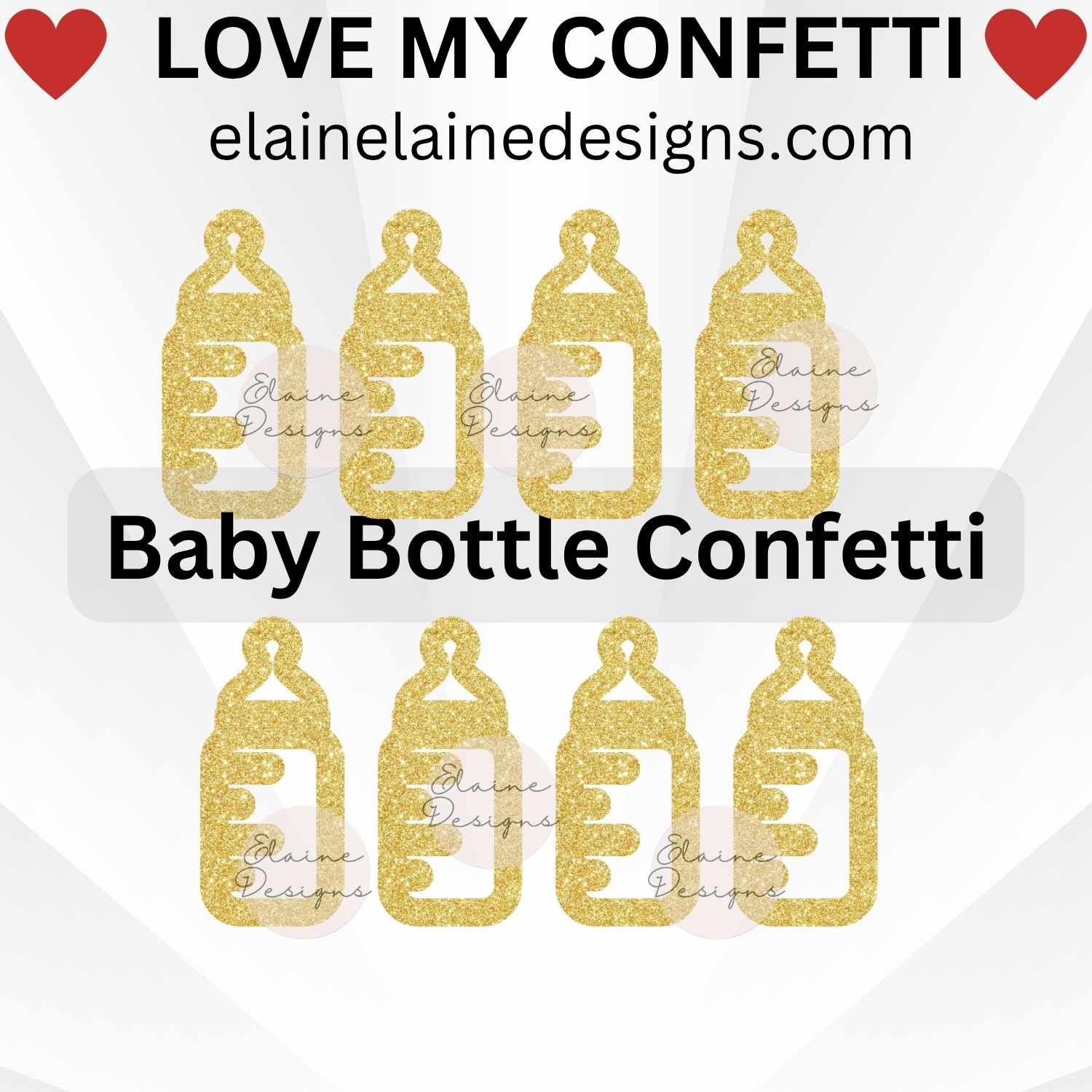 Baby bottle confetti set with 50 cutouts in your chosen size and color. Made from premium glitter cardstock, perfect for baby showers, gender reveals, sprinkles, birthdays, scrapbooking, and DIY projects. Use as table scatter, invitation fillers, or party décor. Sizes shown in images are not to scale – please refer to selected options.