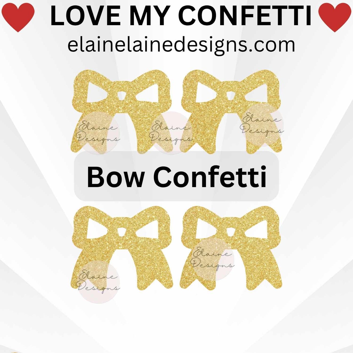 Bow confetti set with 50 cutouts in your chosen size and color. Made from premium glitter cardstock, perfect for baby showers, gender reveals, girl birthday parties, tea parties, or scrapbooking. Use as table scatter, invitation fillers, or party decorations. Sizes in images are not to scale – please refer to size options.