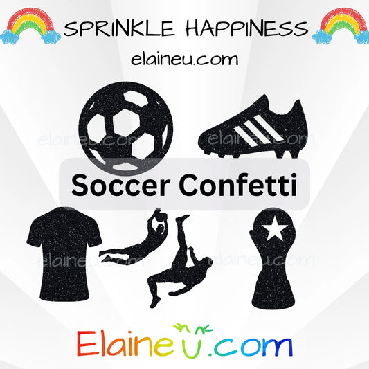 Soccer Confetti – Party Decor with Soccer Players, Ball, World Cup, Cleats, and Jersey, EU-C-43