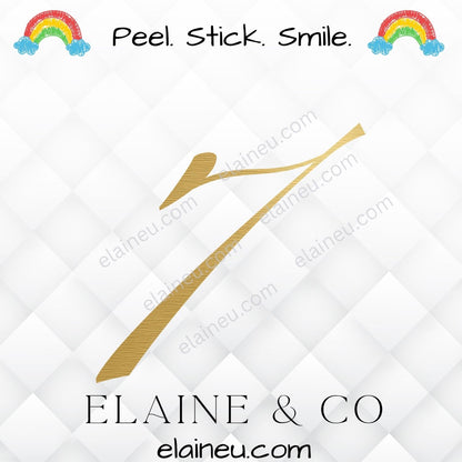 Brushed gold vinyl number decals featuring shiny metallic gold finish. Perfect for wedding table numbers, birthdays, parties, and event decor. Made from waterproof, UV-resistant vinyl. Easy to apply on glass, acrylic, or wood surfaces. Choose your quantity and customize your numbers.