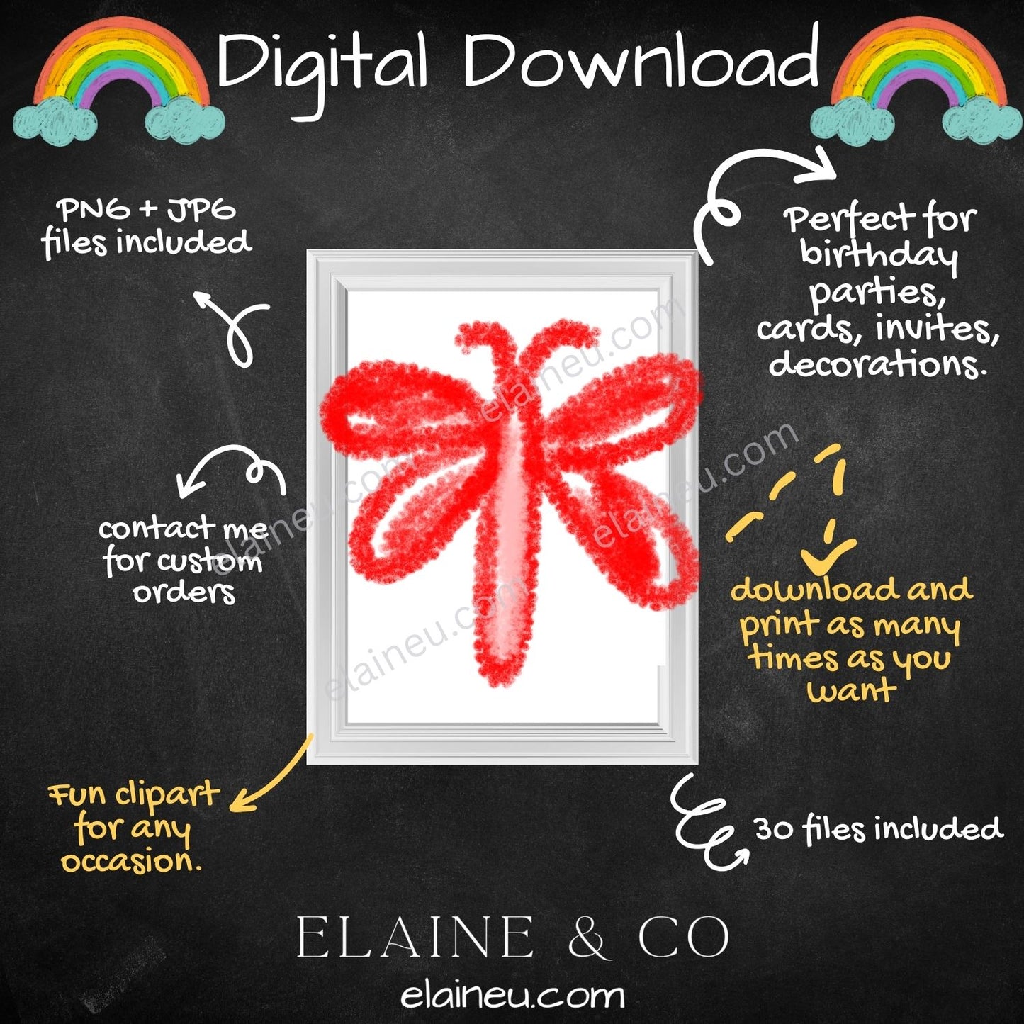 handdrawn crayon clipart for spring - ladybug, butterflies, bees, hearts, flowers, mushrooms, rainbow, leafs, bird