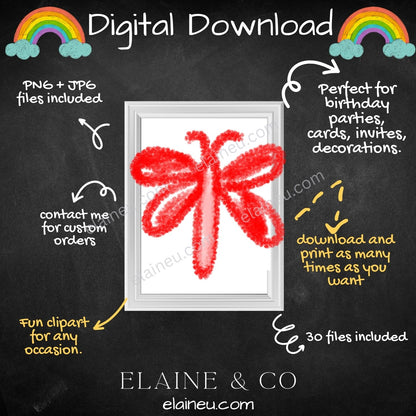 handdrawn crayon clipart for spring - ladybug, butterflies, bees, hearts, flowers, mushrooms, rainbow, leafs, bird