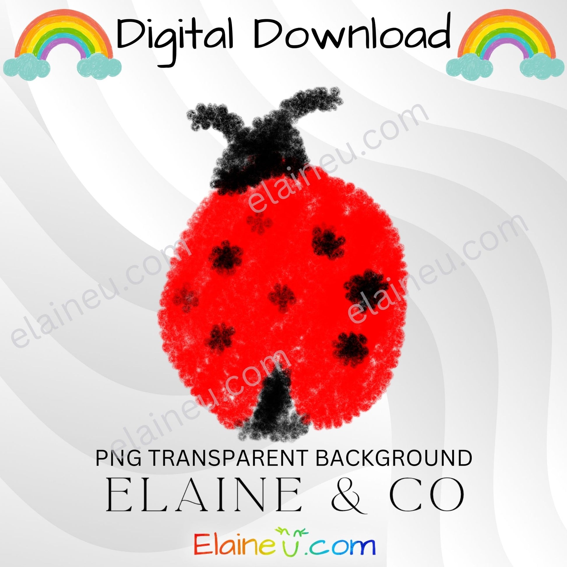 handdrawn crayon clipart for spring - ladybug, butterflies, bees, hearts, flowers, mushrooms, rainbow, leafs, bird