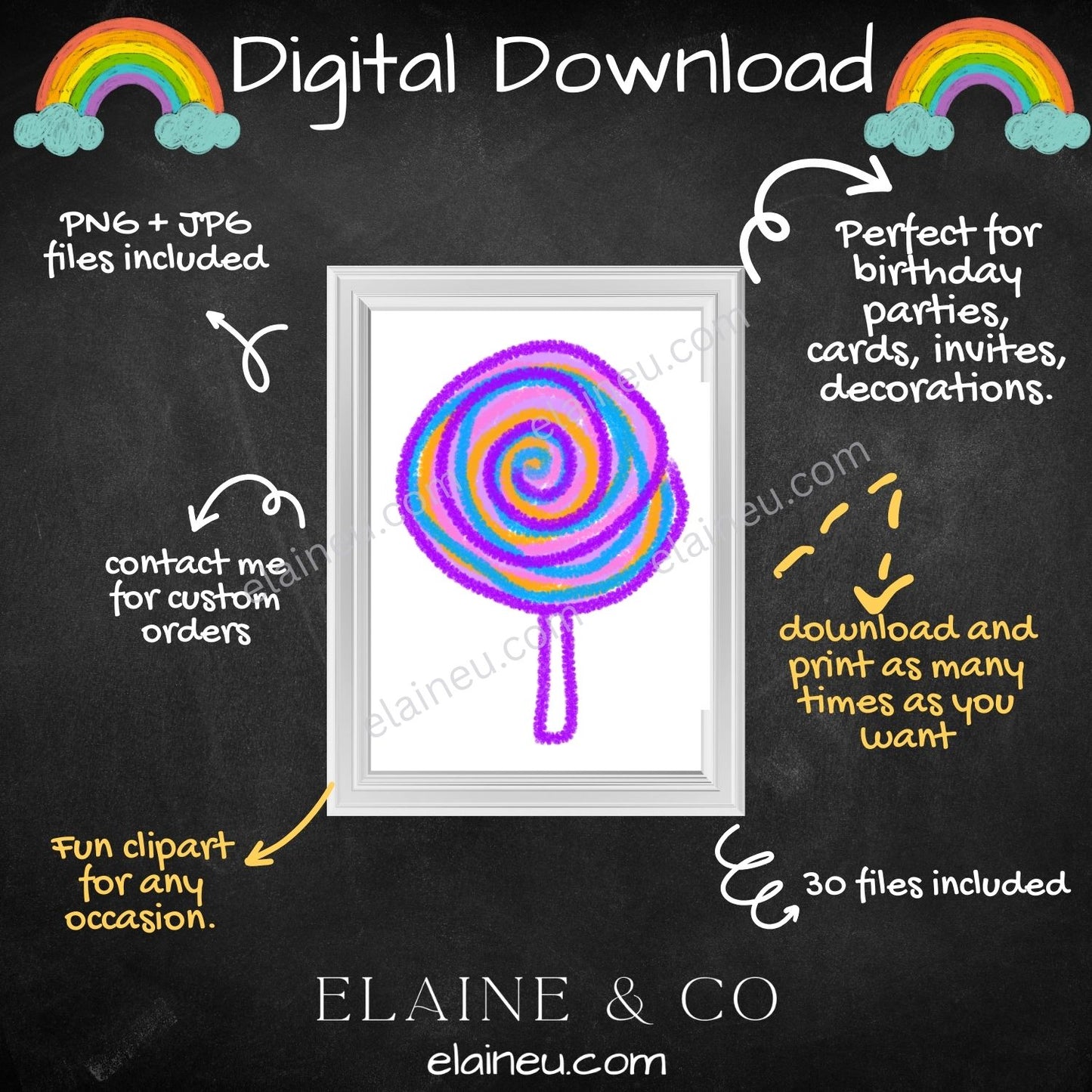 handdrawn crayon clipart - candies, candy, lollipop, gummy bears, gummy worms, candy necklaces, nerd clusters
