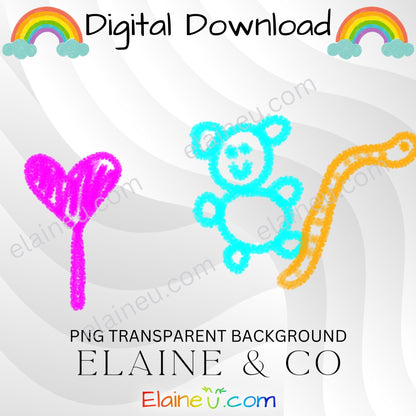 handdrawn crayon clipart - candies, candy, lollipop, gummy bears, gummy worms, candy necklaces, nerd clusters