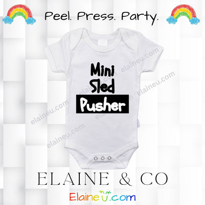 Iron-On Vinyl Decal – Mini Sled Pusher (Baby Onesie Transfer, Clothing Not Included), EU-I-5