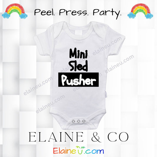 Iron-On Vinyl Decal – Mini Sled Pusher (Baby Onesie Transfer, Clothing Not Included), EU-I-5