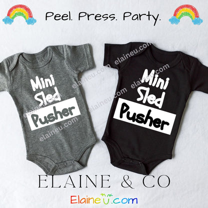 Iron-On Vinyl Decal – Mini Sled Pusher (Baby Onesie Transfer, Clothing Not Included), EU-I-5
