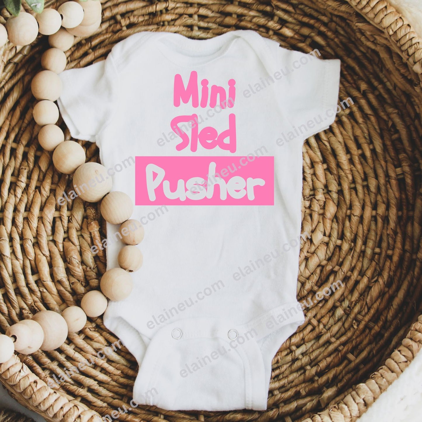 Iron-On Vinyl Decal – Mini Sled Pusher (Baby Onesie Transfer, Clothing Not Included), EU-I-5