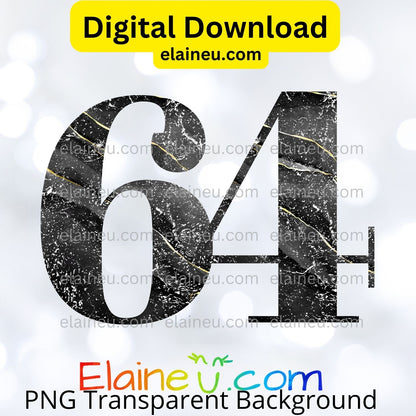 Black & Gold Distressed Marbled Numbers 0–9 | PNG & JPG | 5"x5" Digital Download, EU-N-672