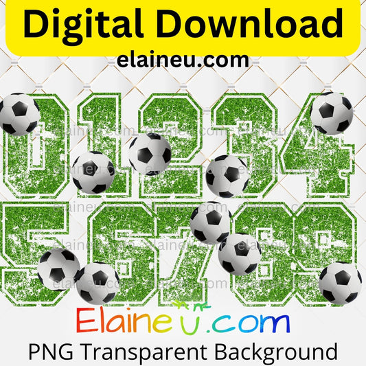 Green Distressed Soccer Numbers 0–9 | PNG &JPG | 3D Soccer Ball Clipart | Digital Download, Football numbers, Numbers Clipart, EU-N-673