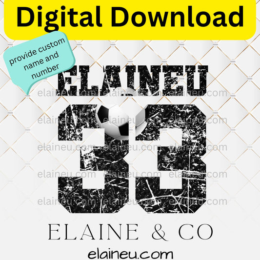 Custom Text Soccer Numbers | Distressed Varsity Font with Soccer Ball | PNG & JPG | Digital Download, EU-N-674