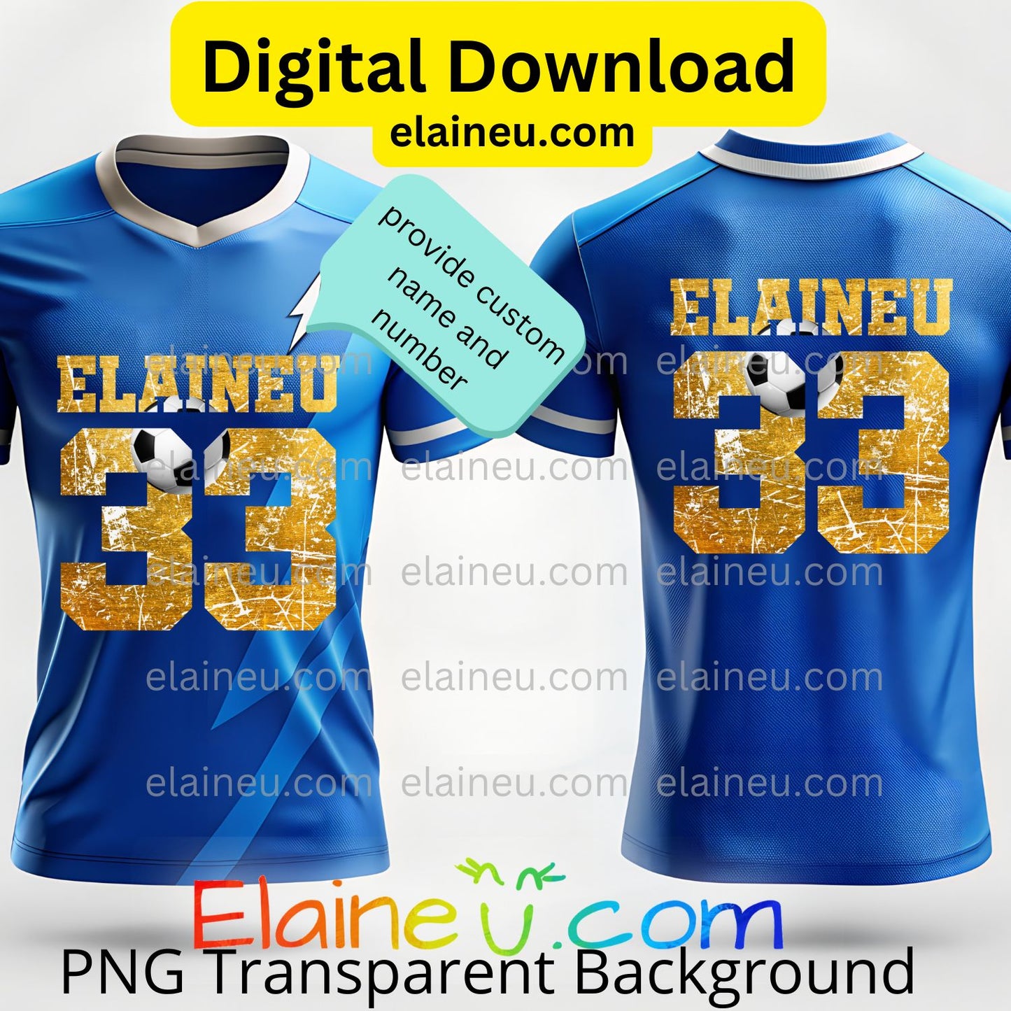 Custom Text Soccer Numbers | Distressed Varsity Font with Soccer Ball | PNG & JPG | Digital Download, EU-N-674