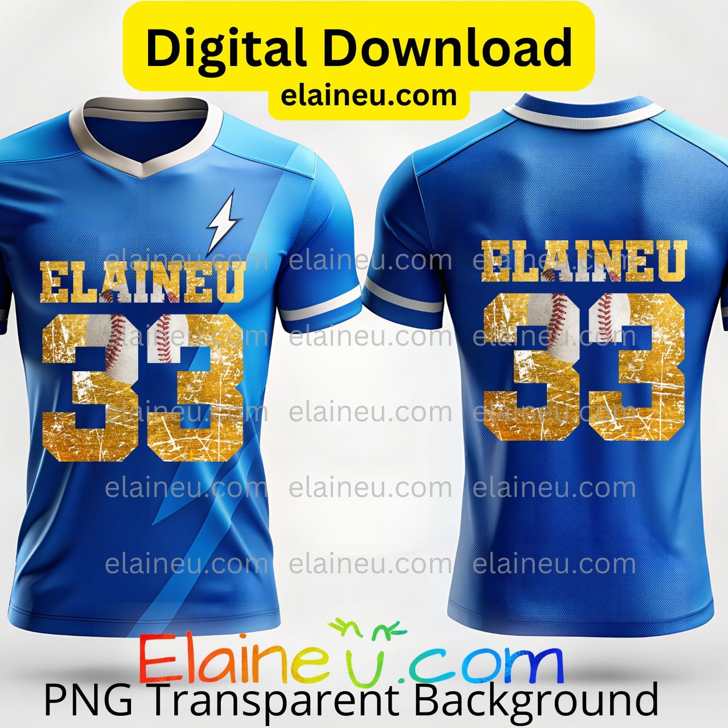 Custom Varsity Baseball & Softball Numbers | Grunge & Distressed Sports Style with Ball | PNG & JPG | Digital Download, EU-N-675