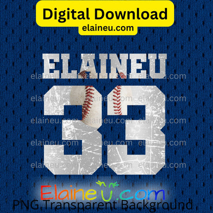 Custom Varsity Baseball & Softball Numbers | Grunge & Distressed Sports Style with Ball | PNG & JPG | Digital Download, EU-N-675