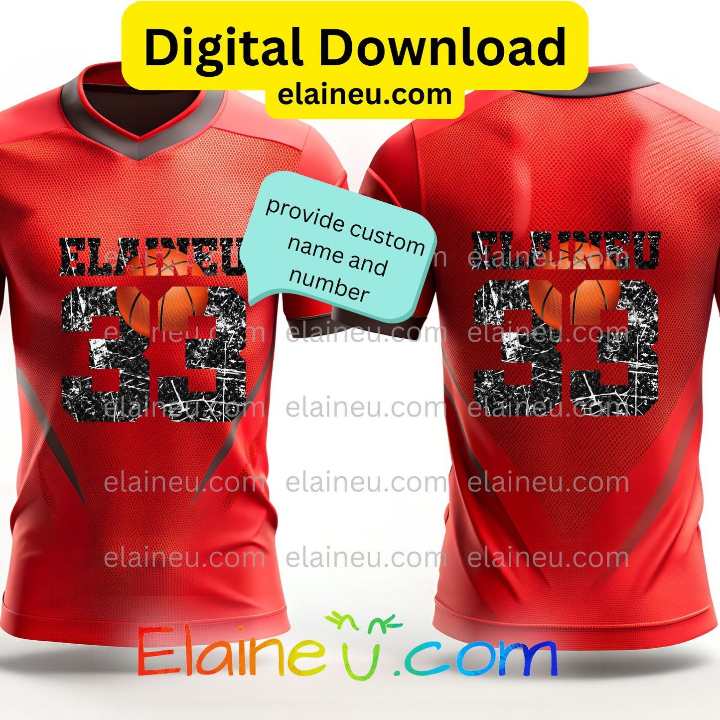 Custom Varsity Basketball Numbers | Grunge Distressed Sports Numbers with Ball | PNG JPG Digital Download, EU-N-676