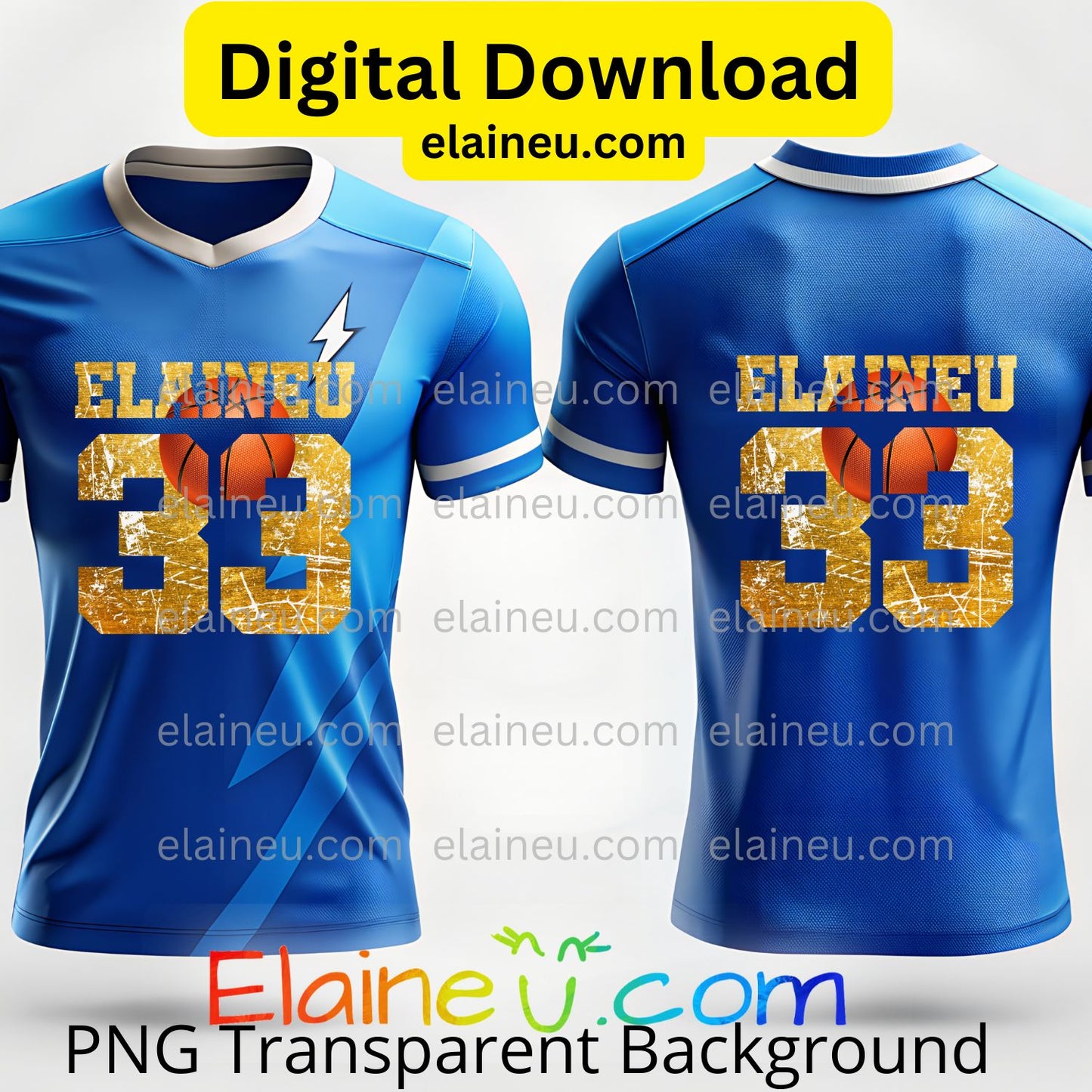 Custom Varsity Basketball Numbers | Grunge Distressed Sports Numbers with Ball | PNG JPG Digital Download, EU-N-676
