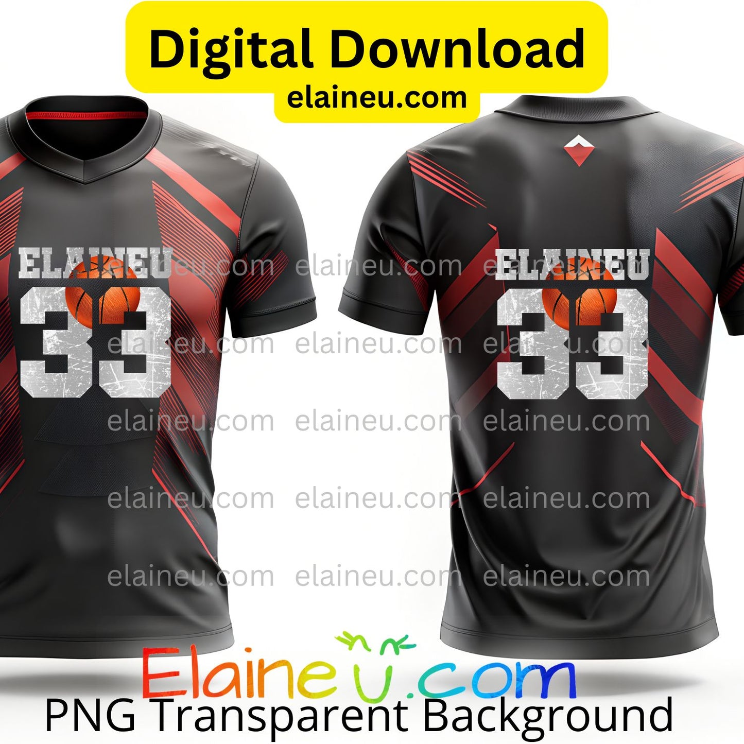 Custom Varsity Basketball Numbers | Grunge Distressed Sports Numbers with Ball | PNG JPG Digital Download, EU-N-676