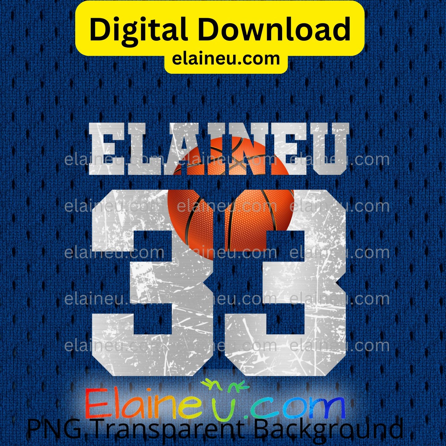Custom Varsity Basketball Numbers | Grunge Distressed Sports Numbers with Ball | PNG JPG Digital Download, EU-N-676