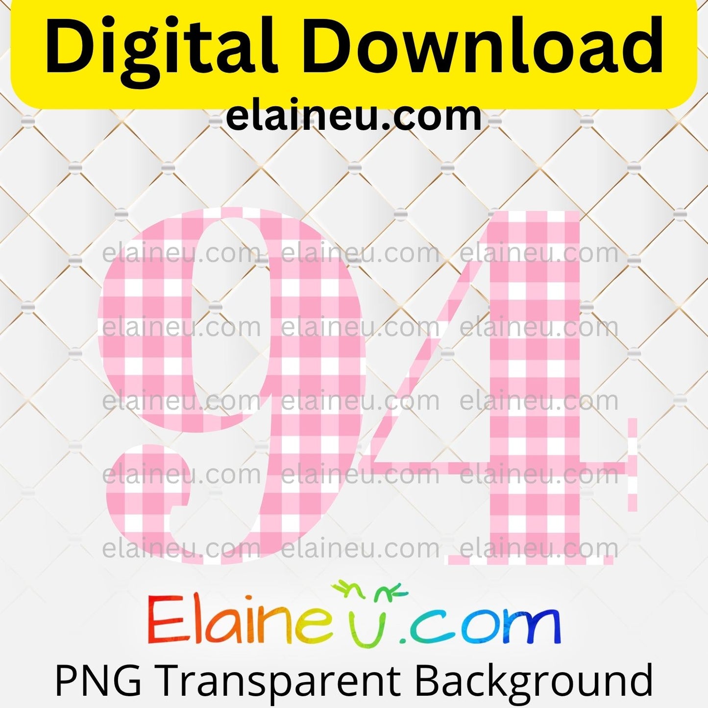 Pink gingham elegant numbers digital download set including 0–9 in a soft gingham pattern with a classic, stylish look. Mix and match numbers to create ages, years, or table numbers for birthdays, weddings, baby showers, parties, or milestone celebrations. Printable clipart files provided in high-resolution 300 DPI PNG with transparent backgrounds and JPG with white backgrounds