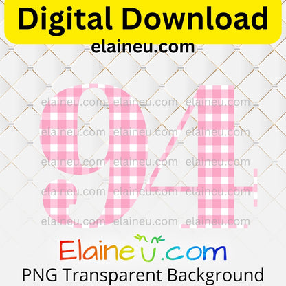 Pink gingham elegant numbers digital download set including 0–9 in a soft gingham pattern with a classic, stylish look. Mix and match numbers to create ages, years, or table numbers for birthdays, weddings, baby showers, parties, or milestone celebrations. Printable clipart files provided in high-resolution 300 DPI PNG with transparent backgrounds and JPG with white backgrounds