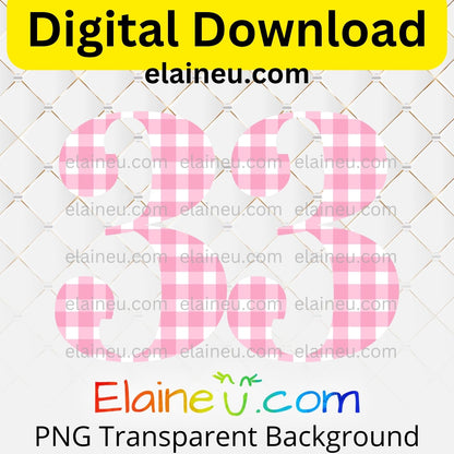 Pink gingham elegant numbers digital download set including 0–9 in a soft gingham pattern with a classic, stylish look. Mix and match numbers to create ages, years, or table numbers for birthdays, weddings, baby showers, parties, or milestone celebrations. Printable clipart files provided in high-resolution 300 DPI PNG with transparent backgrounds and JPG with white backgrounds