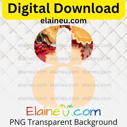 Thanksgiving numbers clipart, peach tone with pumpkin pie, cranberries, turkey accents decorating the top of each number.  Thanksgiving numbers printable, numbers png, numbers jpg, numbers clipart, 0-9 numbers included